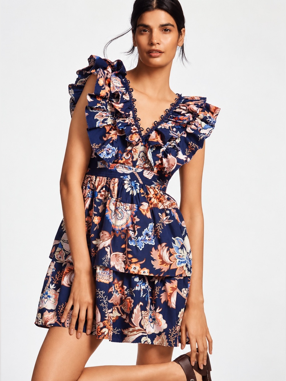 NWT By Anthropologie Sleeveless Ruffled A-Line Mini Dress S